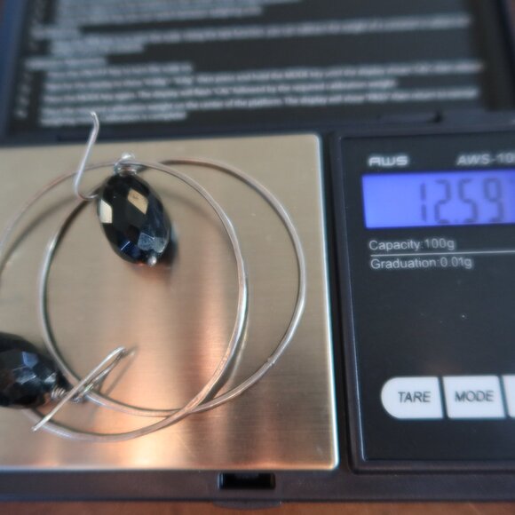 Black onyx and sterling silver large front facing hoops earrings by Dana Reed - Picture 12 of 13